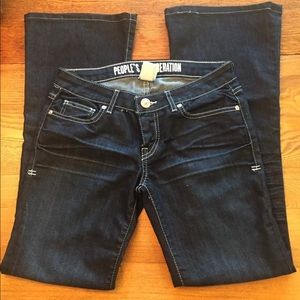 Preowned Peoples Liberation dark wash flare jeans